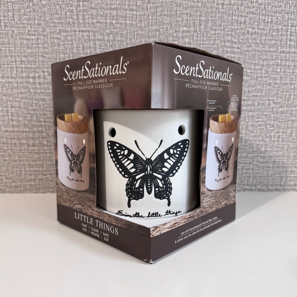 ScentSationals 'Little Things' White Butterfly Embossed Wax Warmer ~ Full Size